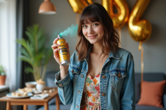 Jeune femme joue avec couleur turquoise dans ses cheveux lors d'une fête