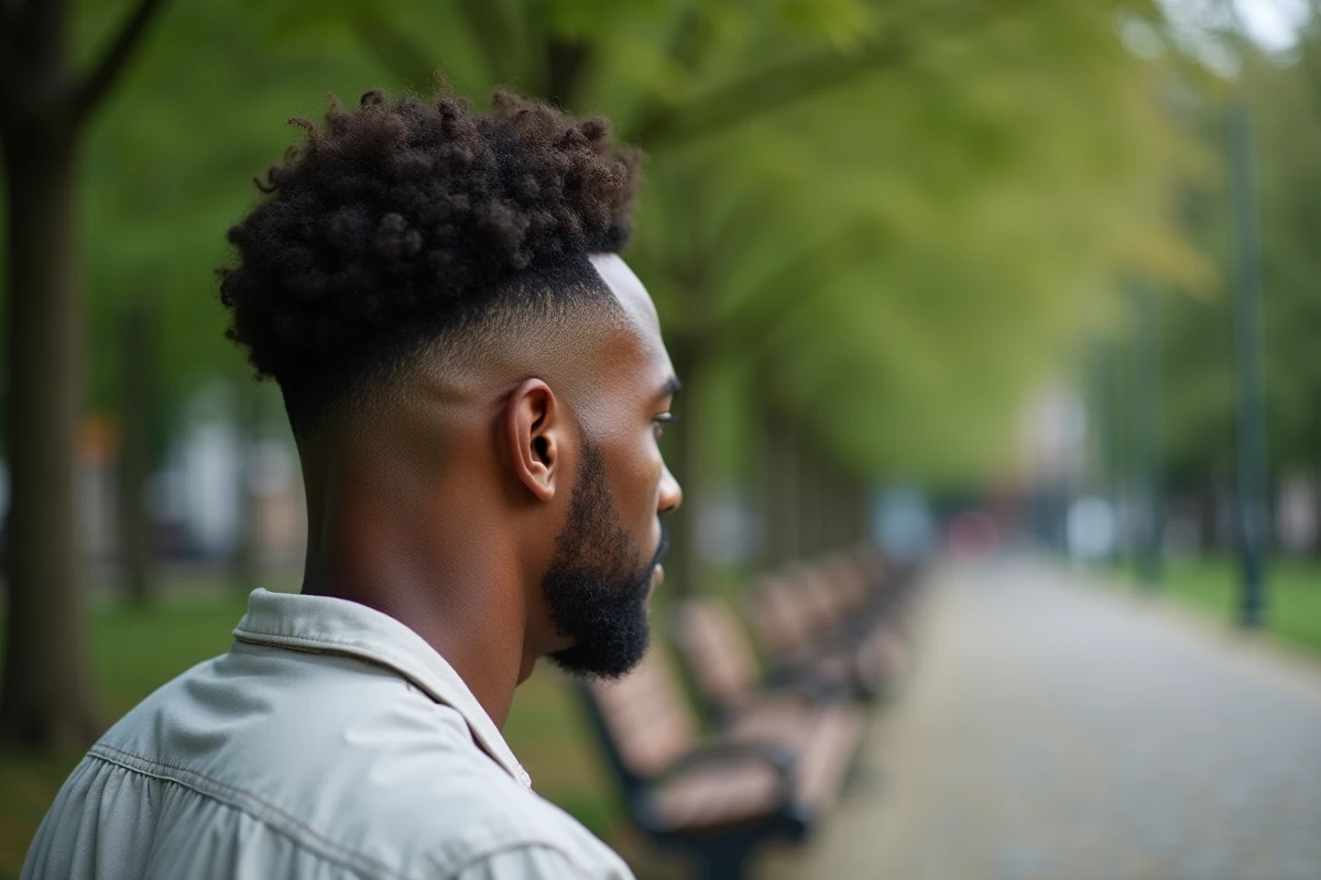 Gros plan sur un fade tapered parfaitement dégradé à l'arrière de la tête d'un homme