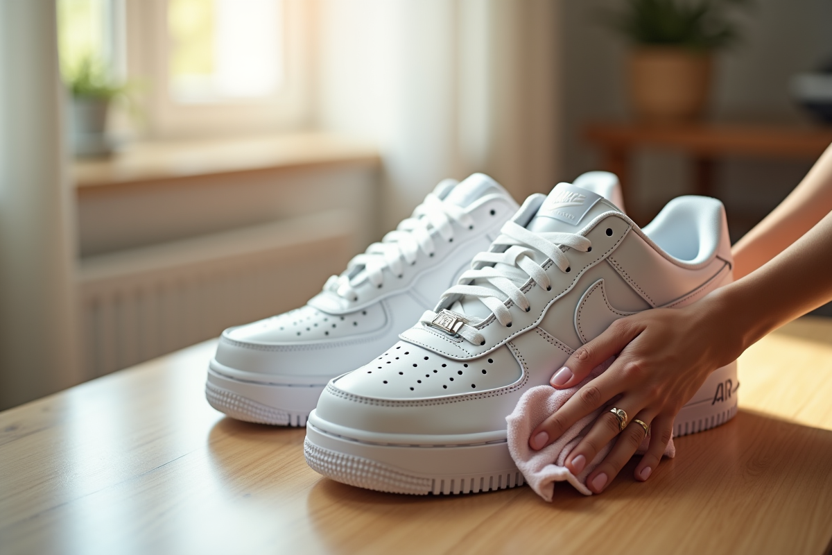 Chaussures Air Force One blanches en nettoyage délicat