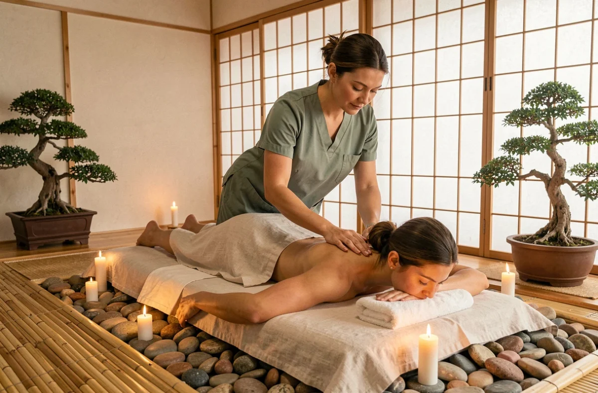 Massage relaxant dans une atmosphère zen et apaisante au salon Ô Zen à Saint-Nazaire